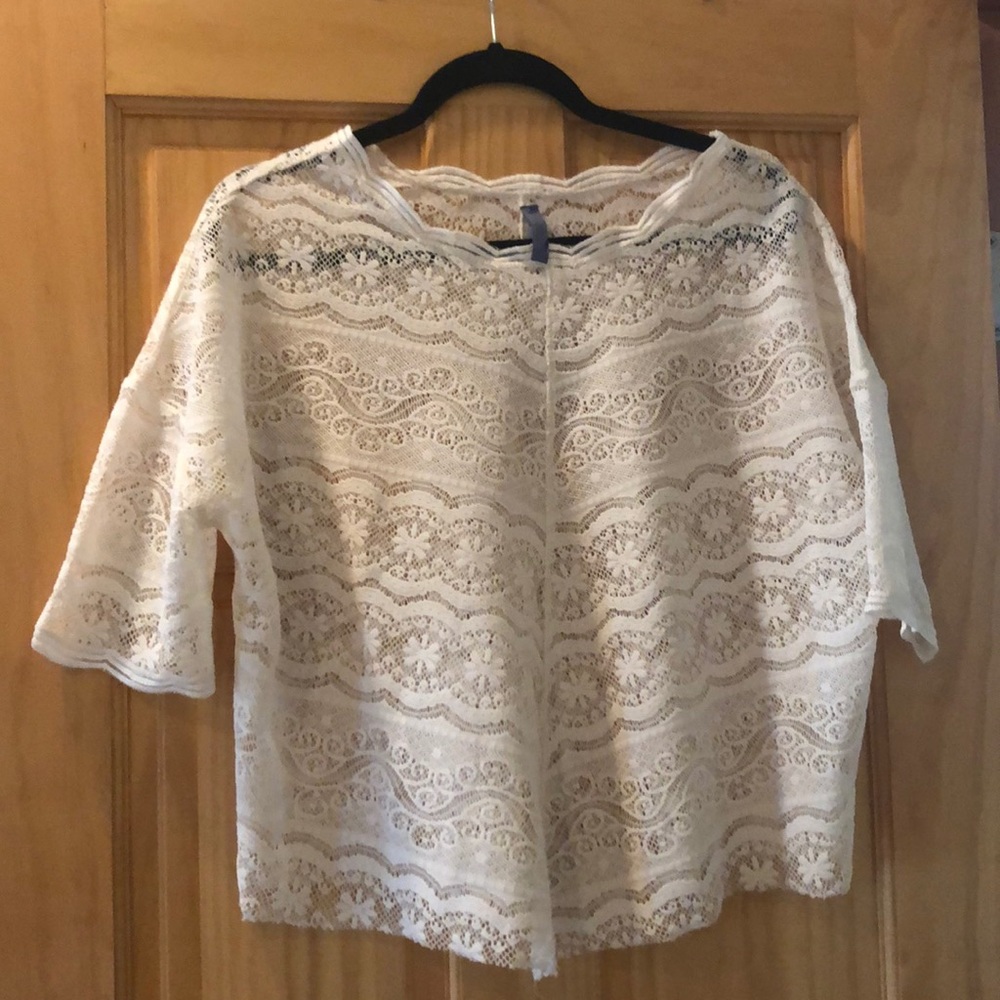 Free People lace crochet short sleeve top shirt XS